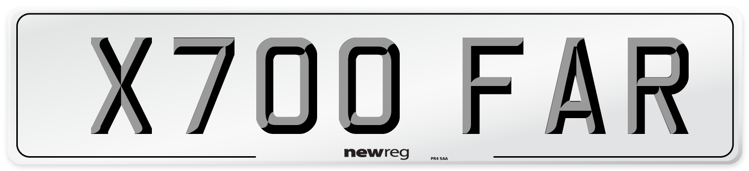 X700 FAR Number Plate from New Reg